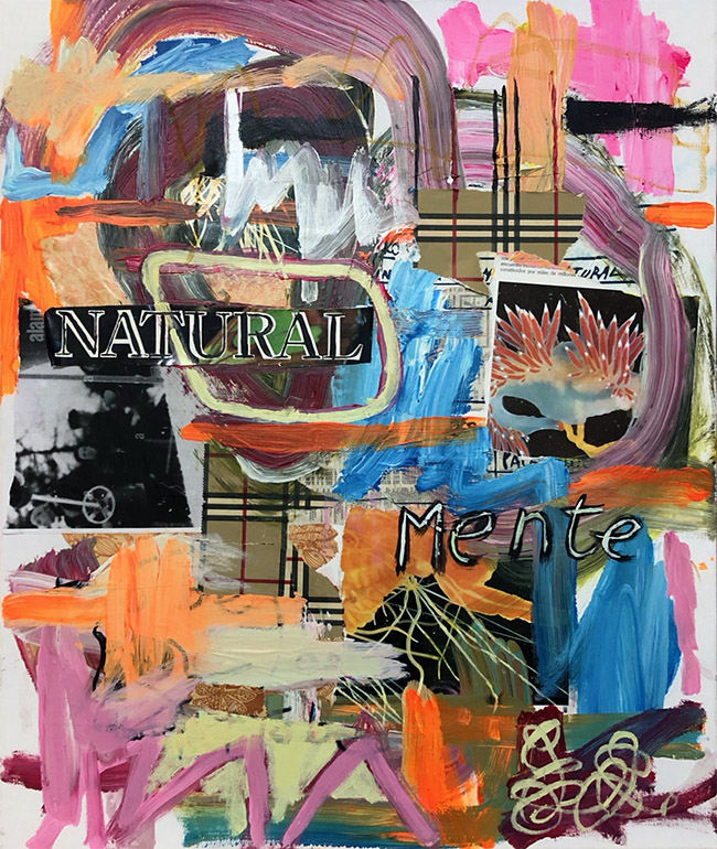 Esta pintura es una obra abstracta y expresiva, llena de color y textura.</p>
<p>Paleta de colores: Predominan los tonos cálidos como el naranja, el rojo y el amarillo, contrastados con pinceladas en negro, blanco, azul y toques de verde fosforescente.</p>
<p>Elementos gráficos:</p>
<p>En la parte superior se lee la palabra “COOL” en letras grandes, verdes y mayúsculas.</p>
<p>En la parte inferior, repetida cuatro veces con letra manuscrita blanca, aparece la frase “es muy cool ser animal”.</p>
<p>Trazos: Se observan pinceladas amplias, gestuales y libres, con superposiciones de colores que crean un efecto de movimiento y energía.</p>
<p>Composición: Hay formas orgánicas que recuerdan ramas o árboles, además de manchas que evocan la naturaleza.</p>
<p>En conjunto, la pintura transmite frescura, espontaneidad y un mensaje que mezcla lo urbano (“cool”) con lo natural (“ser animal”), celebrando quizá la autenticidad y lo instintivo.