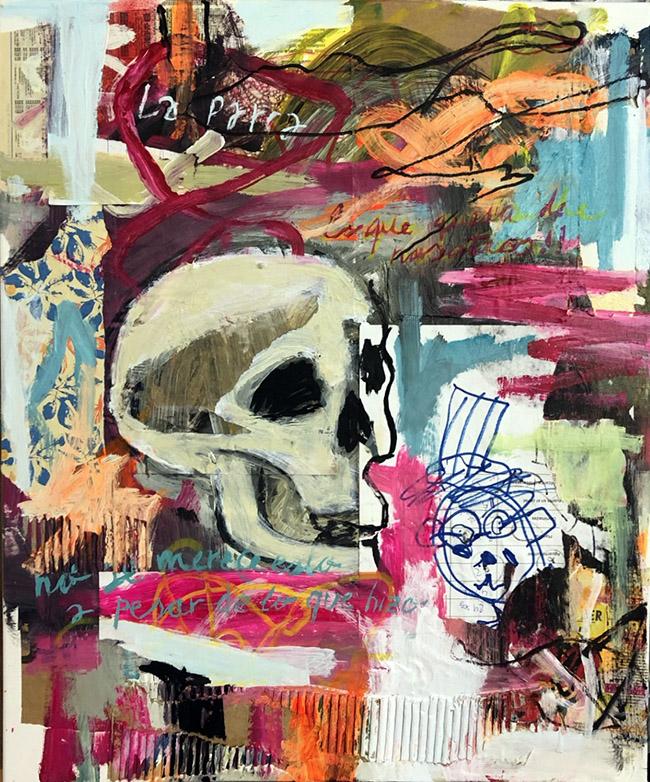 Esta pintura es una obra abstracta y expresiva, llena de color y textura.</p>
<p>Paleta de colores: Predominan los tonos cálidos como el naranja, el rojo y el amarillo, contrastados con pinceladas en negro, blanco, azul y toques de verde fosforescente.</p>
<p>Elementos gráficos:</p>
<p>En la parte superior se lee la palabra “COOL” en letras grandes, verdes y mayúsculas.</p>
<p>En la parte inferior, repetida cuatro veces con letra manuscrita blanca, aparece la frase “es muy cool ser animal”.</p>
<p>Trazos: Se observan pinceladas amplias, gestuales y libres, con superposiciones de colores que crean un efecto de movimiento y energía.</p>
<p>Composición: Hay formas orgánicas que recuerdan ramas o árboles, además de manchas que evocan la naturaleza.</p>
<p>En conjunto, la pintura transmite frescura, espontaneidad y un mensaje que mezcla lo urbano (“cool”) con lo natural (“ser animal”), celebrando quizá la autenticidad y lo instintivo.