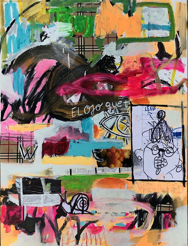 Esta pintura es una obra abstracta y expresiva, llena de color y textura.</p>
<p>Paleta de colores: Predominan los tonos cálidos como el naranja, el rojo y el amarillo, contrastados con pinceladas en negro, blanco, azul y toques de verde fosforescente.</p>
<p>Elementos gráficos:</p>
<p>En la parte superior se lee la palabra “COOL” en letras grandes, verdes y mayúsculas.</p>
<p>En la parte inferior, repetida cuatro veces con letra manuscrita blanca, aparece la frase “es muy cool ser animal”.</p>
<p>Trazos: Se observan pinceladas amplias, gestuales y libres, con superposiciones de colores que crean un efecto de movimiento y energía.</p>
<p>Composición: Hay formas orgánicas que recuerdan ramas o árboles, además de manchas que evocan la naturaleza.</p>
<p>En conjunto, la pintura transmite frescura, espontaneidad y un mensaje que mezcla lo urbano (“cool”) con lo natural (“ser animal”), celebrando quizá la autenticidad y lo instintivo.